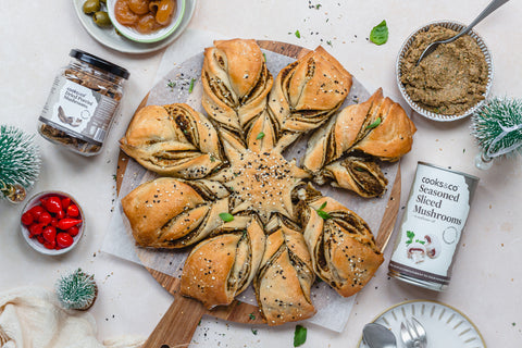 Mushroom and Olive Tapenade Star Bread - @NourishingAmy