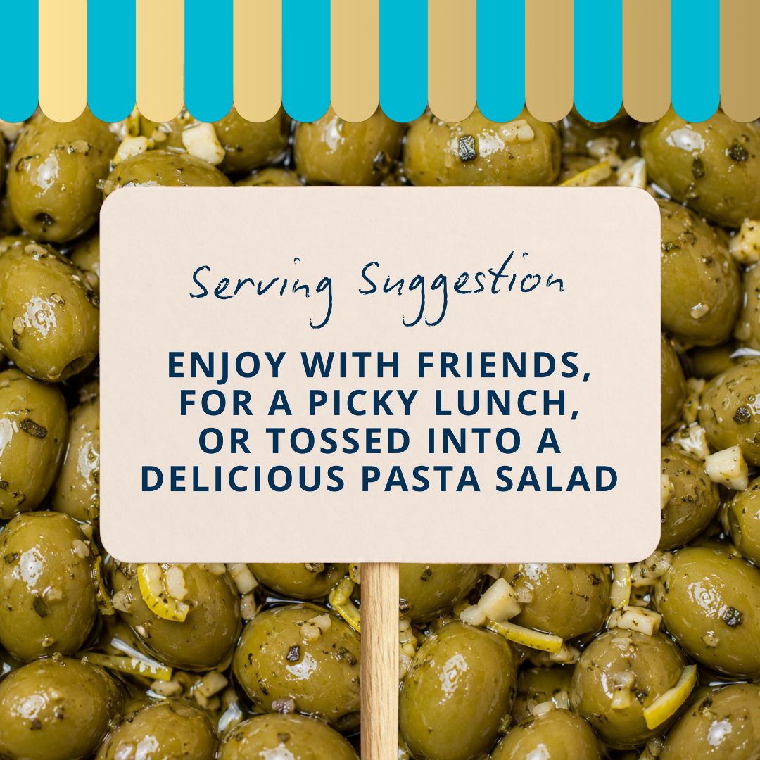Halkidiki Olives with Lemon, Garlic & Rosemary