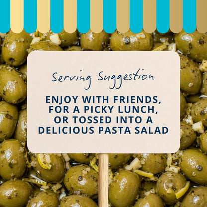 Halkidiki Olives with Lemon, Garlic & Rosemary