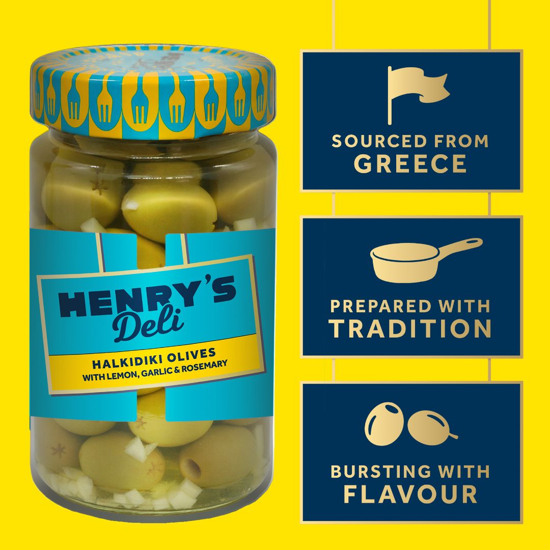 Halkidiki Olives with Lemon, Garlic & Rosemary