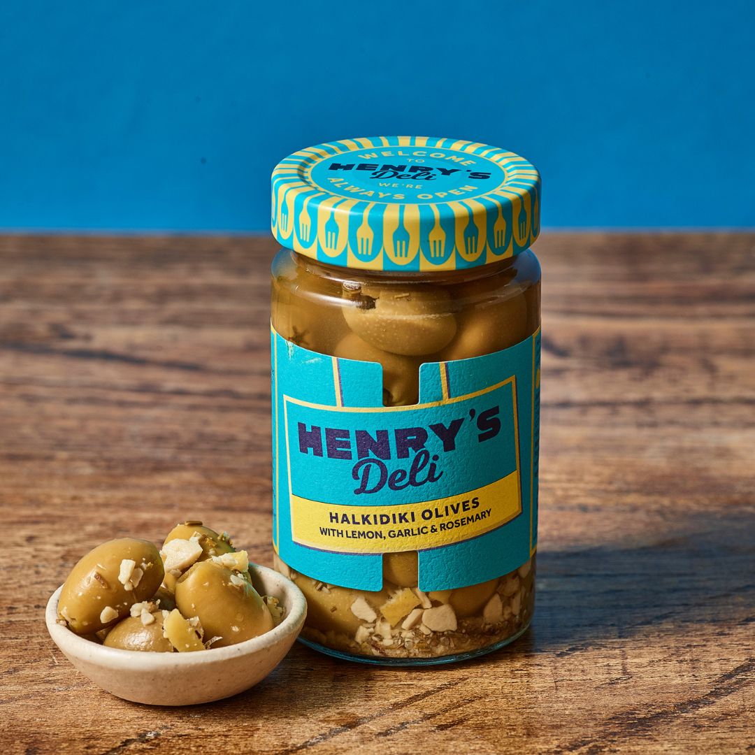 Halkidiki Olives with Lemon, Garlic & Rosemary